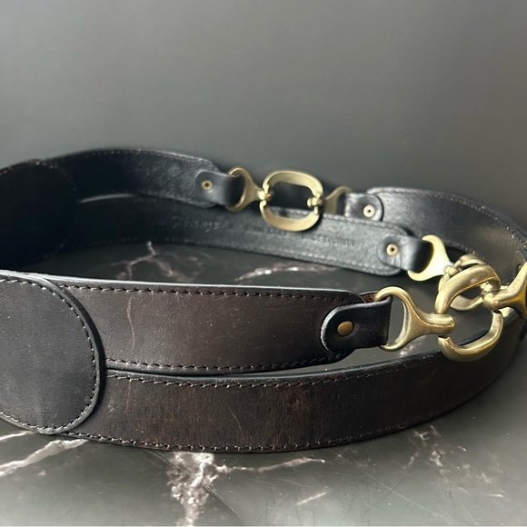 fina Firenze Equestrian-style Black Genuine Leather Belt Size Medium (33”) main image 3